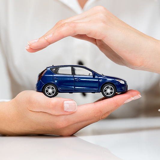 two hands protecting a toy car